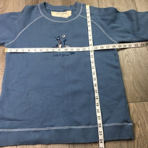 Life is Good Boys Pullover Sweatshirt Fleece Crew Neck Graphic Logo Blue Large - Picture 5 of 5
